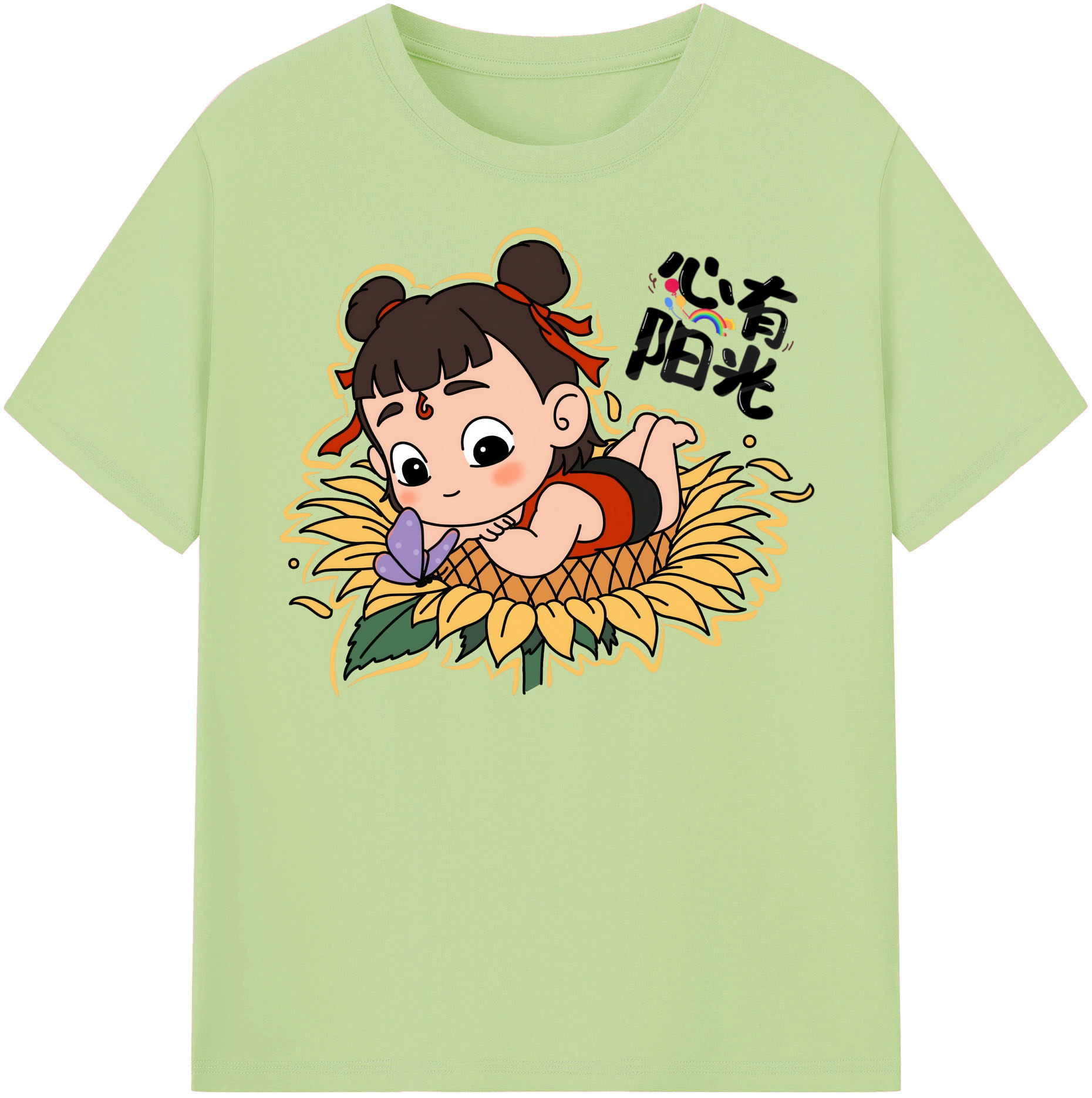 （画像用） Ne Zha 2 ナタ 魔童の大暴れ 綿100％半袖Tシャツ（フロントプリント）